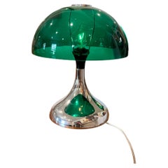 Vintage space age green and chrome mushroom touch lamp, circa 1970s