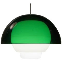 Vintage Space Age Green and White Pendant Lamp by Bent Karlby for ASK, 1970s