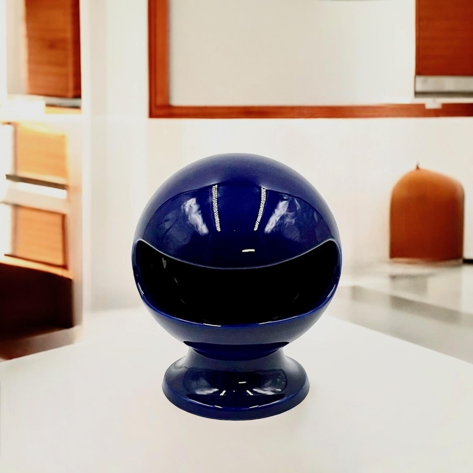 Vintage Space Age Lamp by Enzo Bioli 'Il Picchio' in Blue Ceramic, 1960s 5
