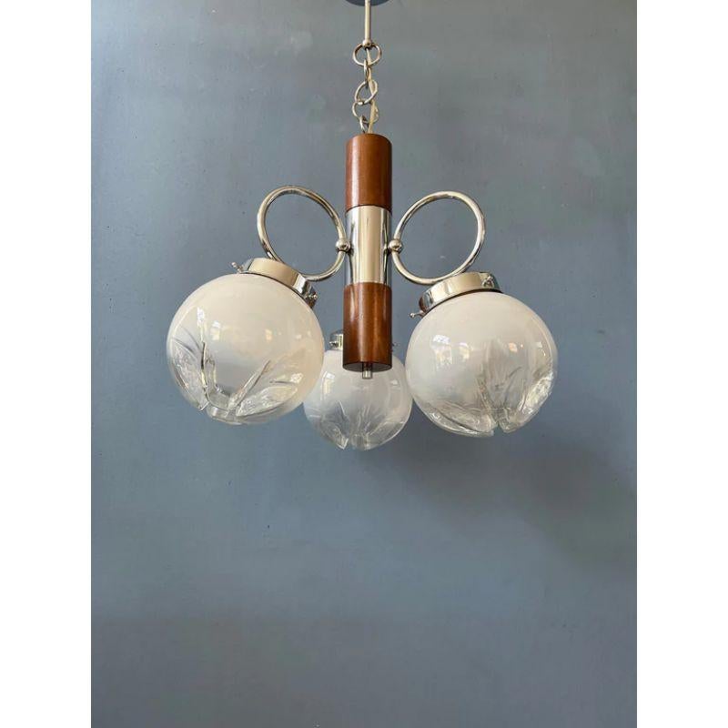 Italian Vintage Space Age Mid-Century Mazzega Murano Glass Chandelier, 70s For Sale
