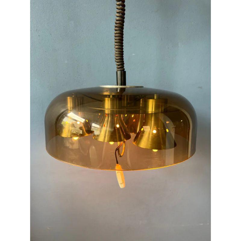 Dutch Vintage Space Age Mid Century Pendant Light in Acrylic Glass Shade by Herda, 70s For Sale