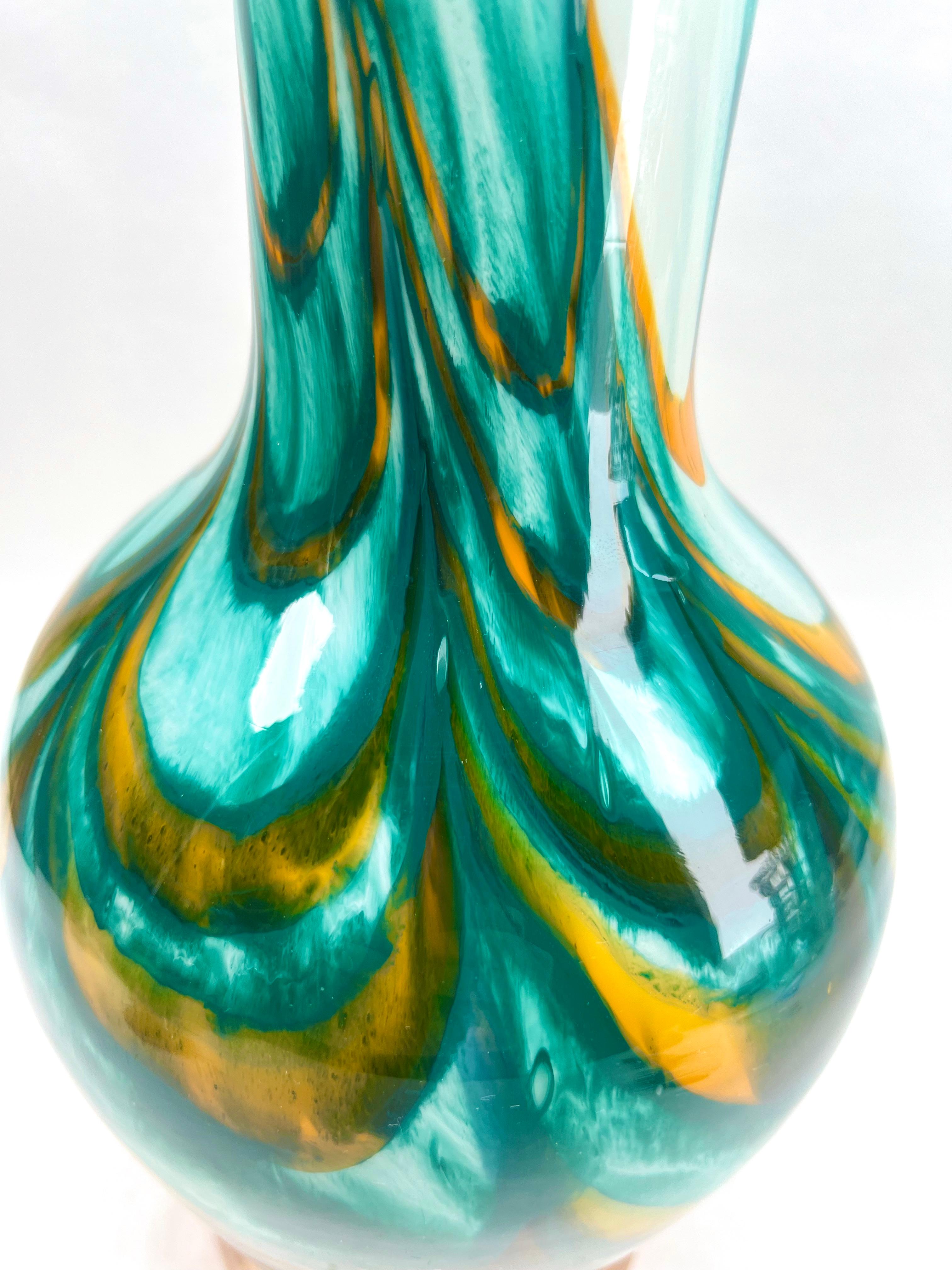 Hand-Crafted Vintage 'Space Age' Multiple colors Opaline Florence Vase, Empoli, 1955s For Sale