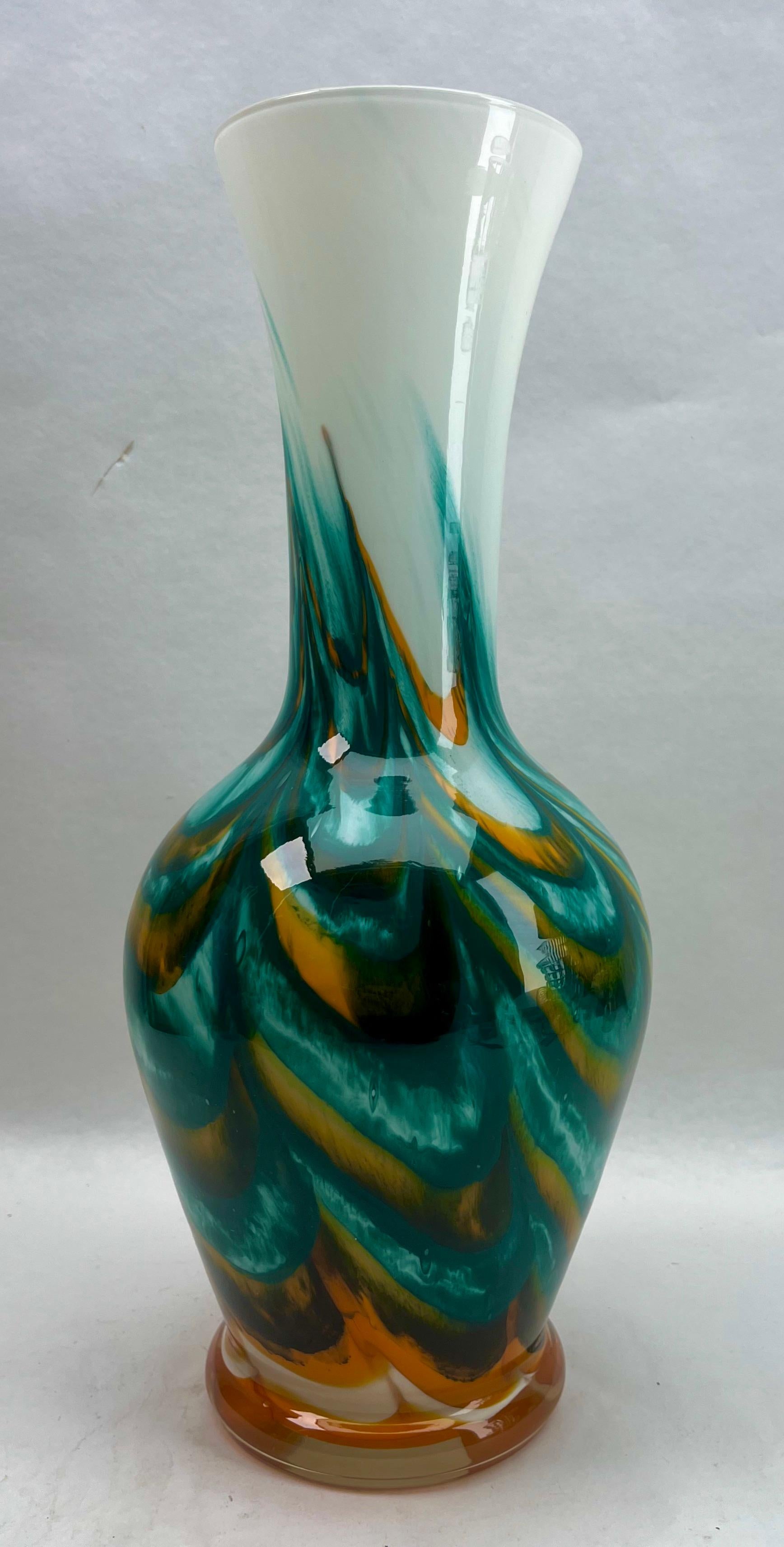 Vintage 'Space Age' Multiple colors Opaline Florence Vase, Empoli, 1955s In Good Condition For Sale In Verviers, BE