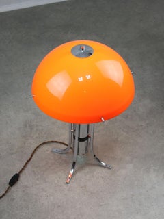 Vintage Space Age Mushroom Table in Orange Acrylic Glass