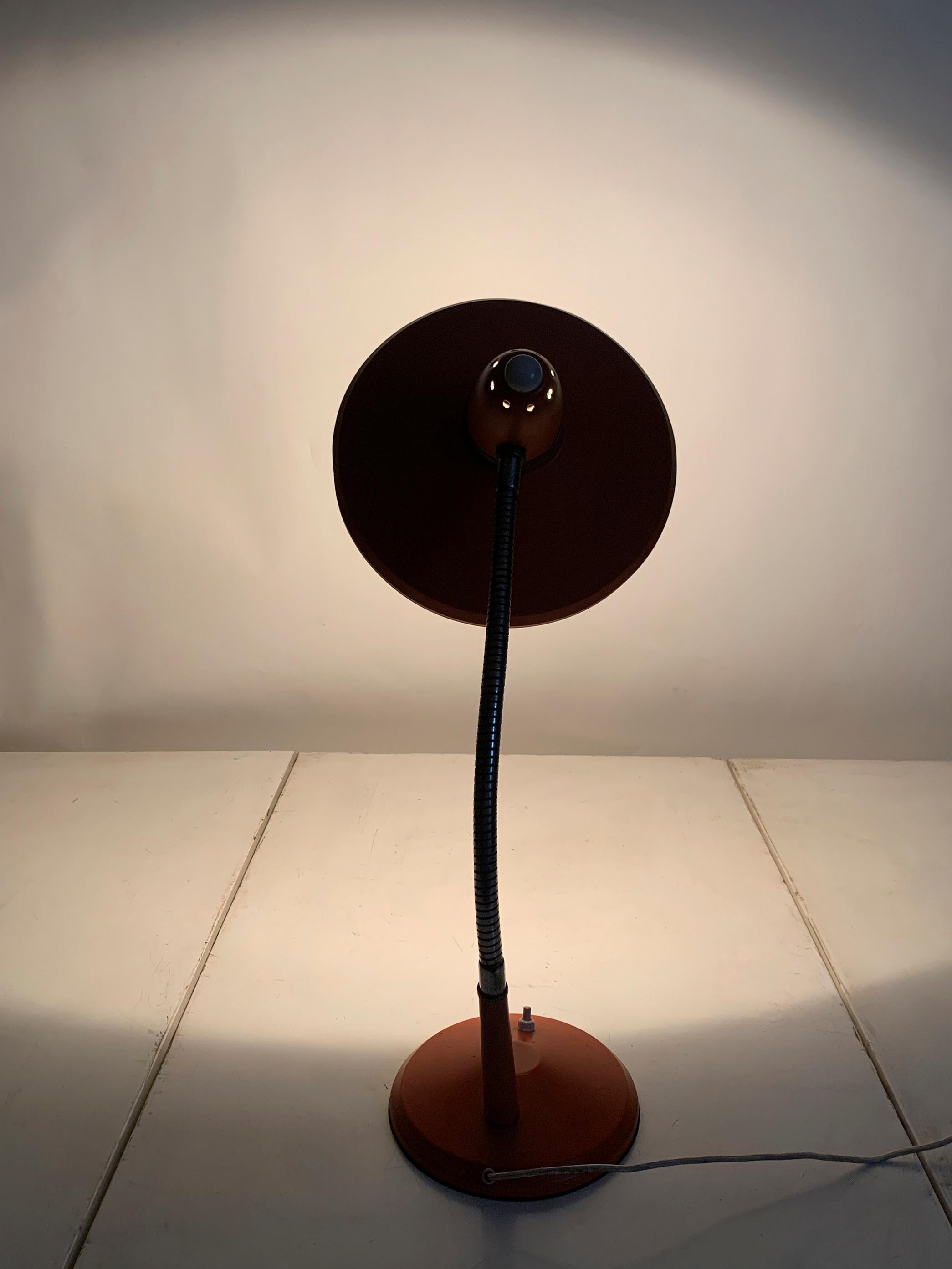 Vintage Space Age Orange Desk Lamp with Adjustable Gooseneck Arm, Circa 1960's For Sale 6