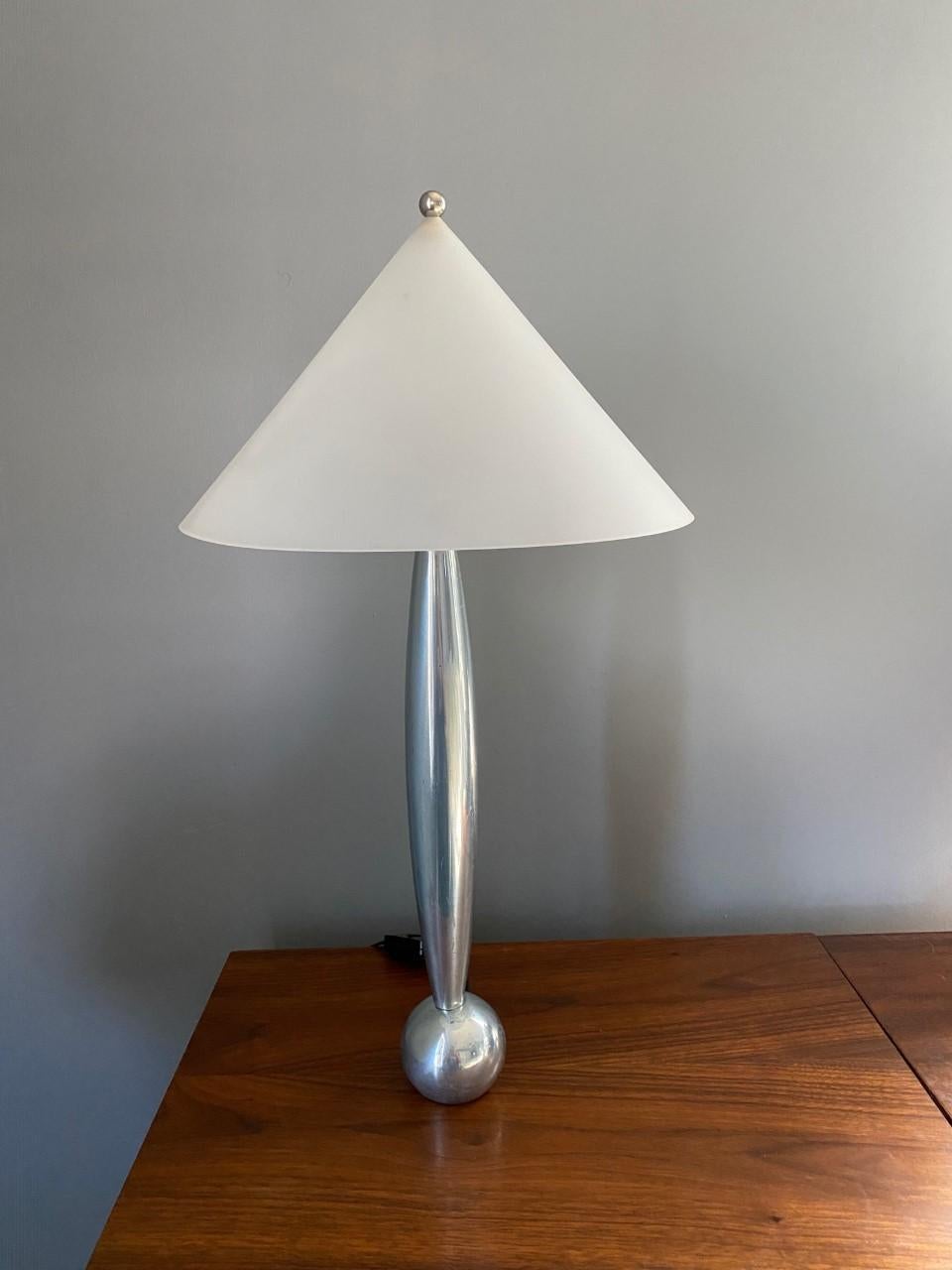 Post-Modern Vintage Space Age Pair of Aluminum Table Lamps, 1970s For Sale