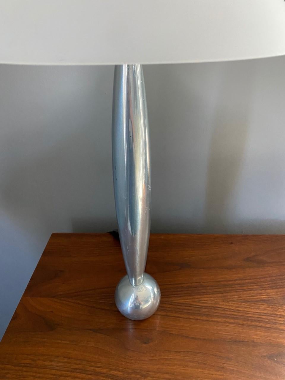 Cast Vintage Space Age Pair of Aluminum Table Lamps, 1970s For Sale