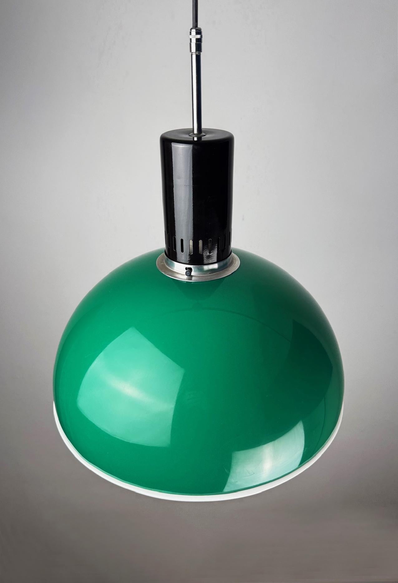 Late 20th Century Vintage Space Age Pendant Lamp – Green & White Retro Ceiling Light (1970s)