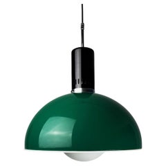 Vintage Space Age Pendant Lamp – Green & White Retro Ceiling Light (1970s)