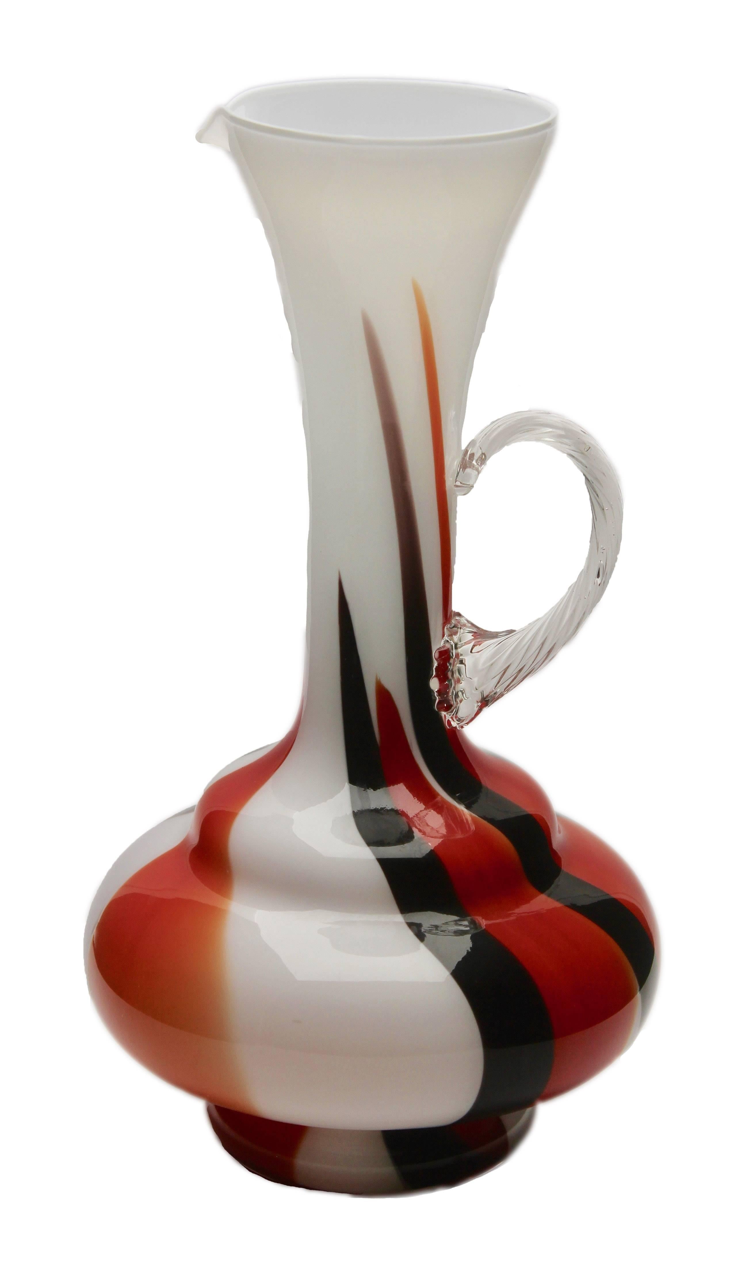 Italian Vintage 'Space Age' Pitcher, Opaline Florence Vase, circa 1955 For Sale