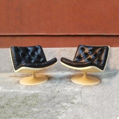 Fauteuil tulipe vintage en plastique et cuir de l'ère spatiale par Knoll/play, 1970