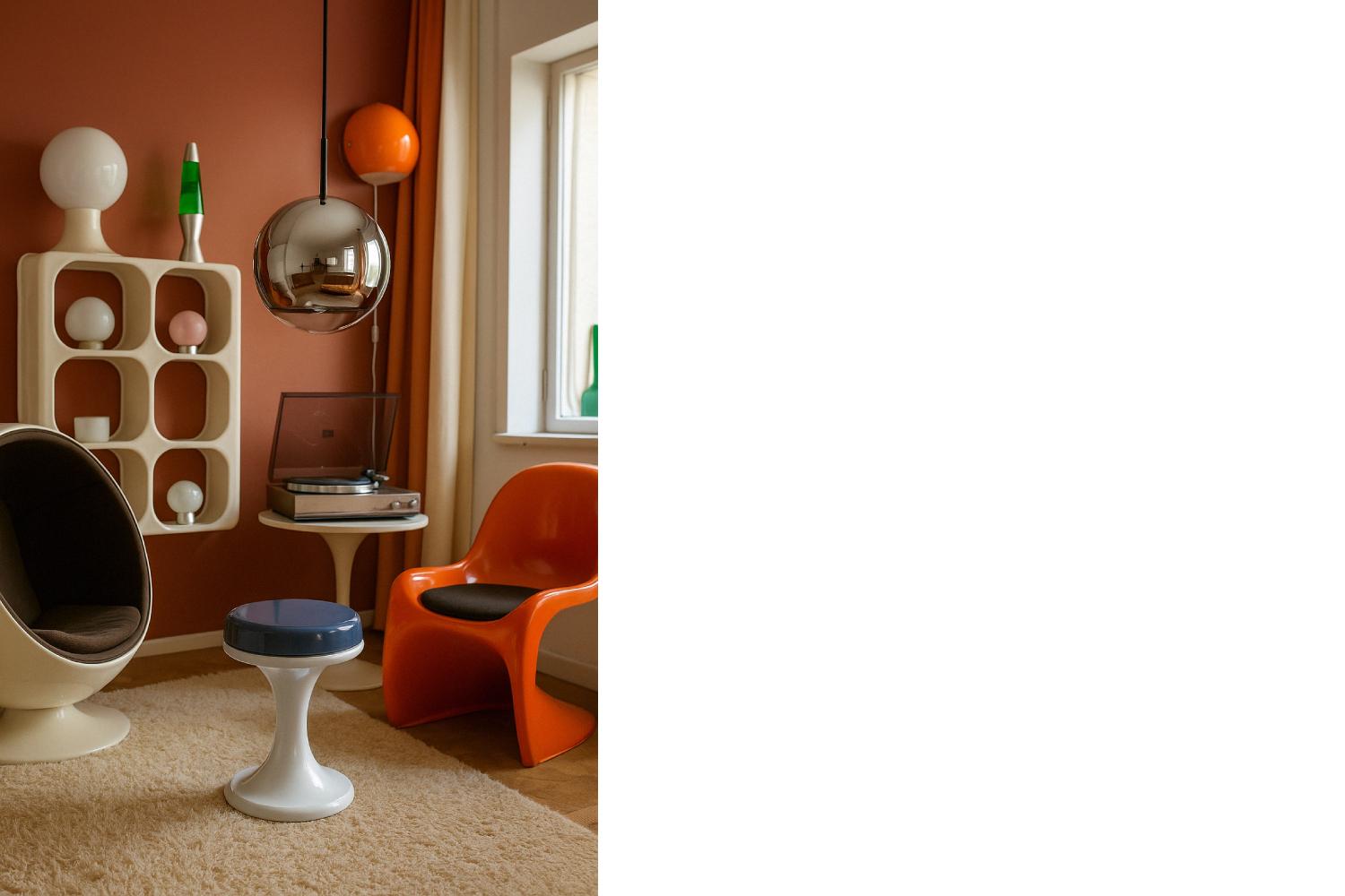 Taburete Vintage Space Age de plástico de Emsa, Alemania Occidental, años 60 Era espacial en venta