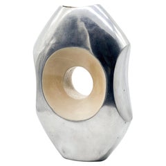 Sculptural Vase in Cast Aluminum, Space Age Vintage Decorative