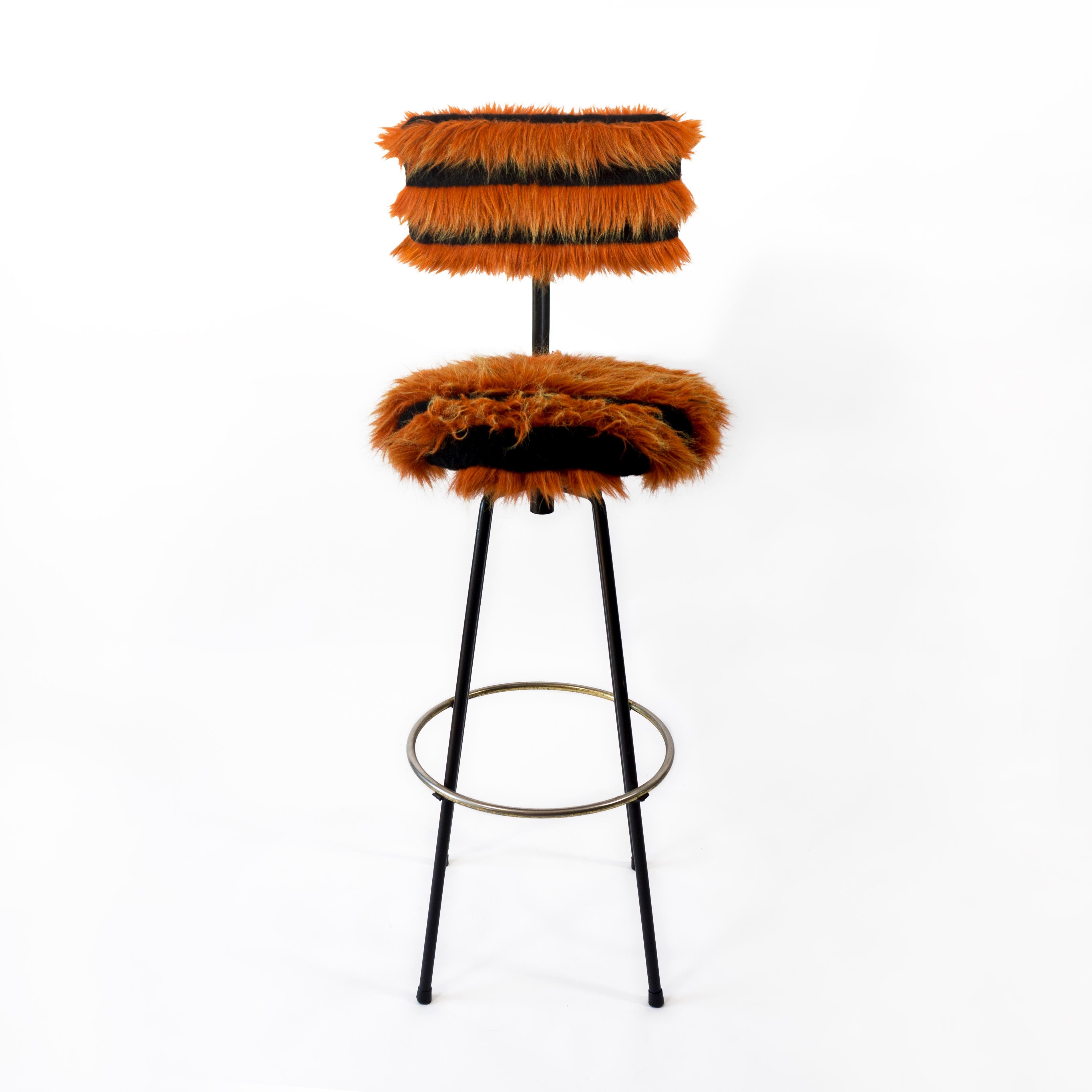 Late 20th Century Vintage Space Age Set of 3 Funky Swivel Chairs Bar Stools with Iron Base