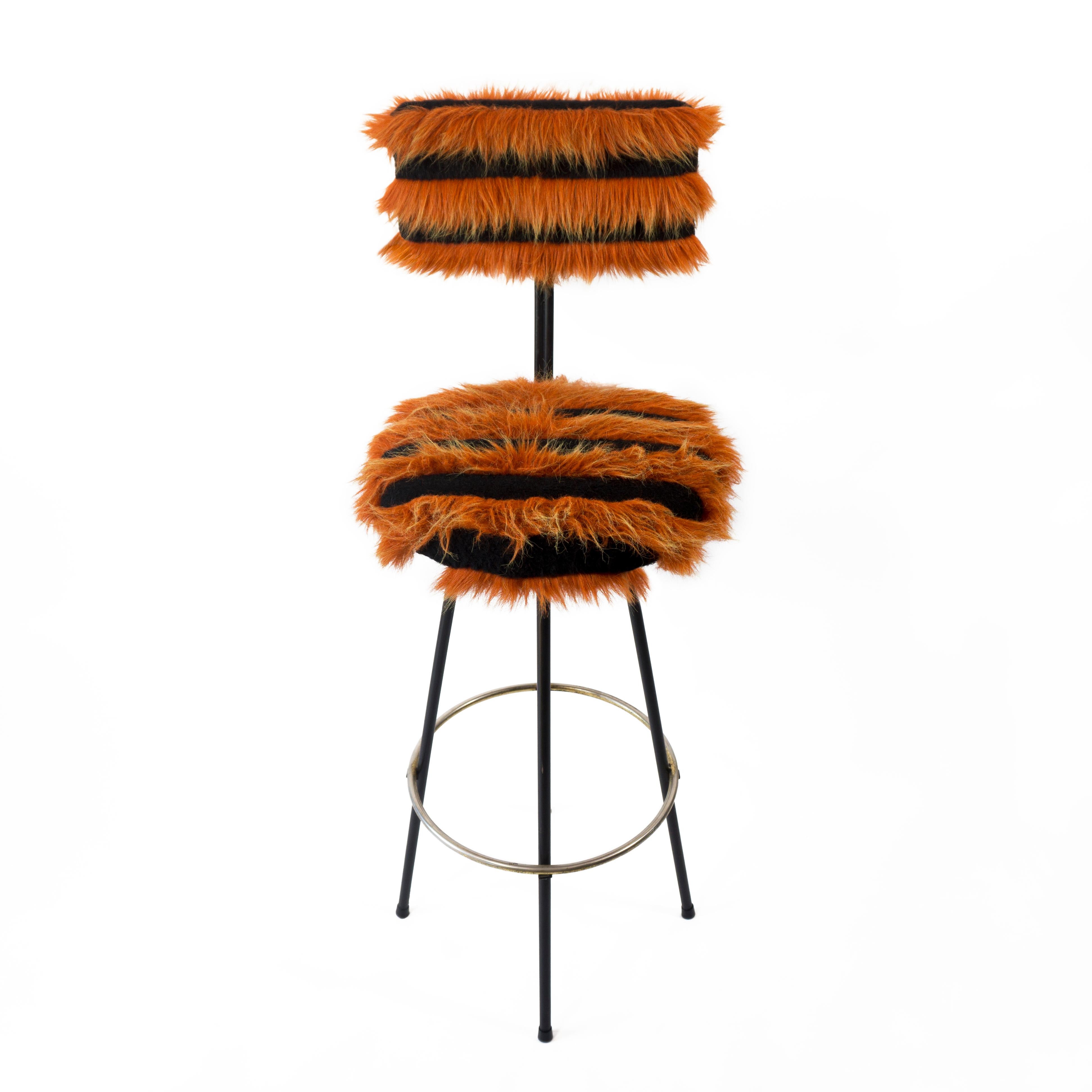 Vintage Space Age Set of 3 Funky Swivel Chairs Bar Stools with Iron Base 1