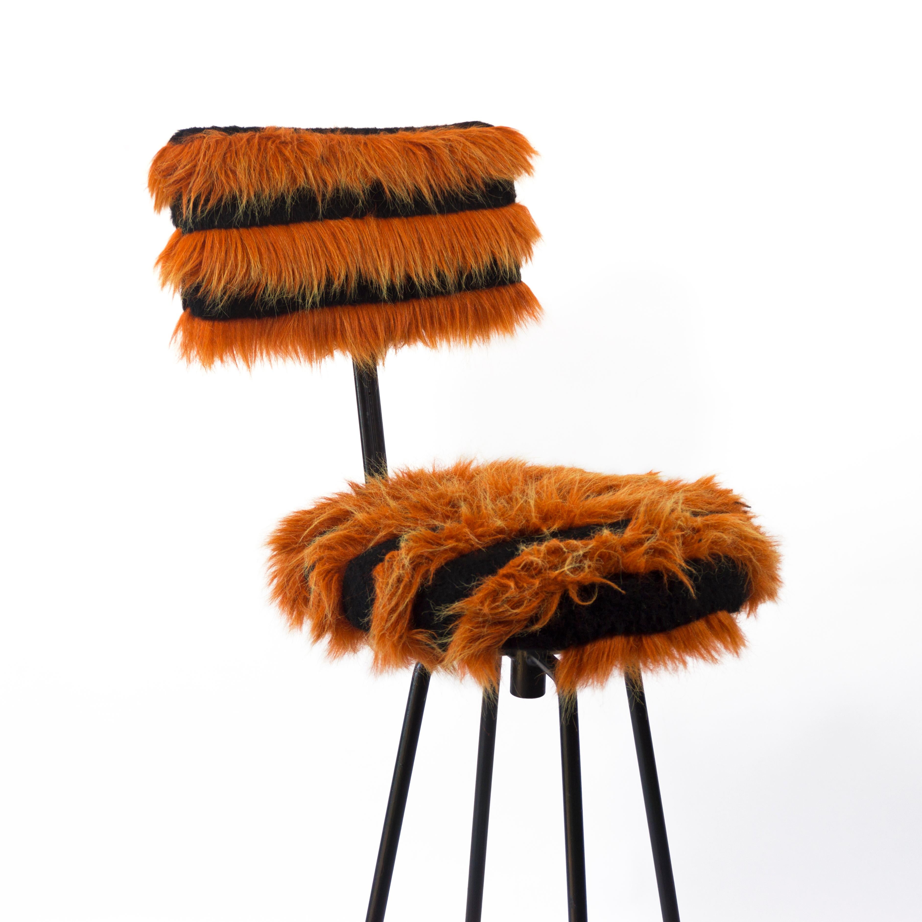 Vintage Space Age Set of 3 Funky Swivel Chairs Bar Stools with Iron Base 2