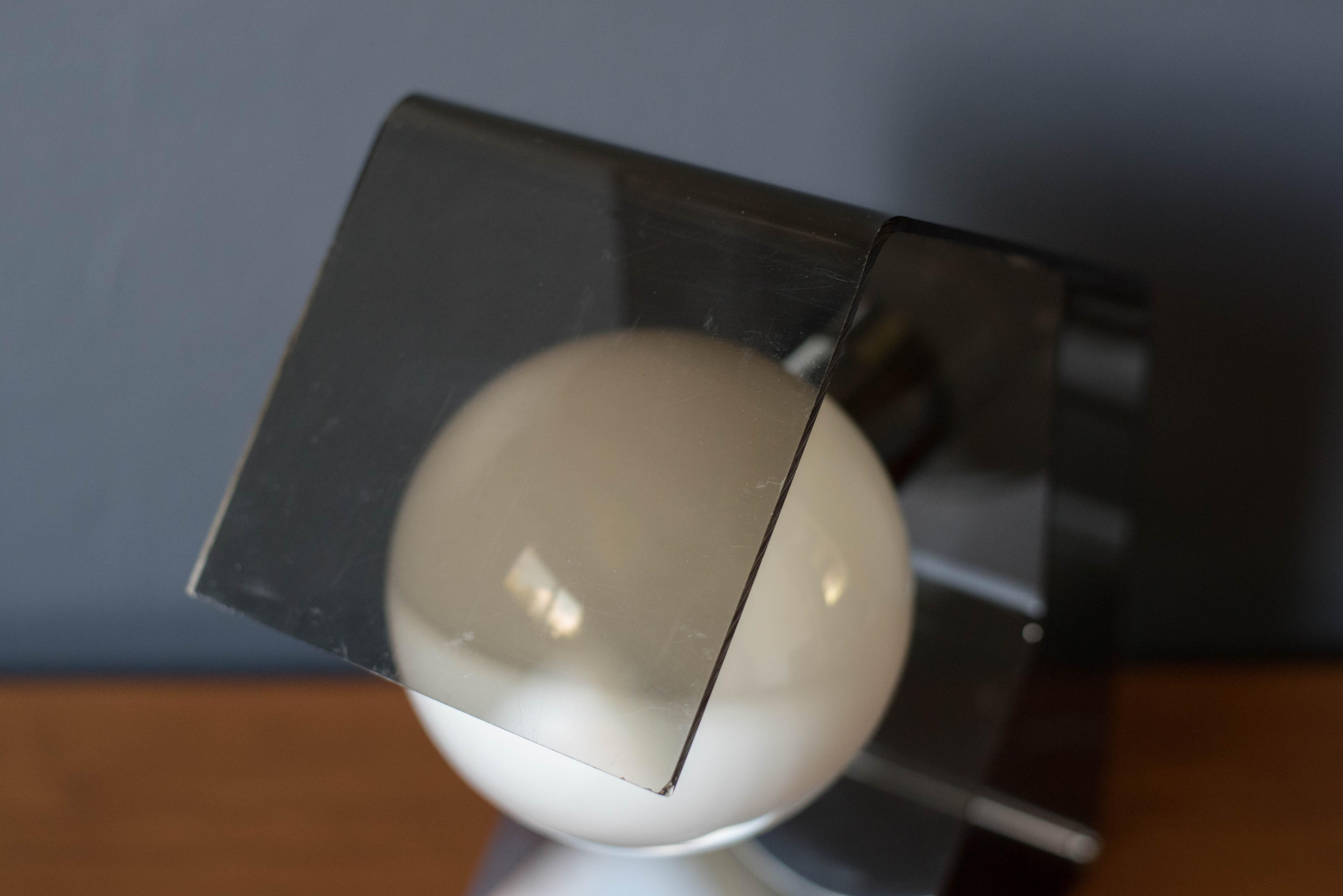 Vintage Space Age Smoked Lucite Globe Lamp 2