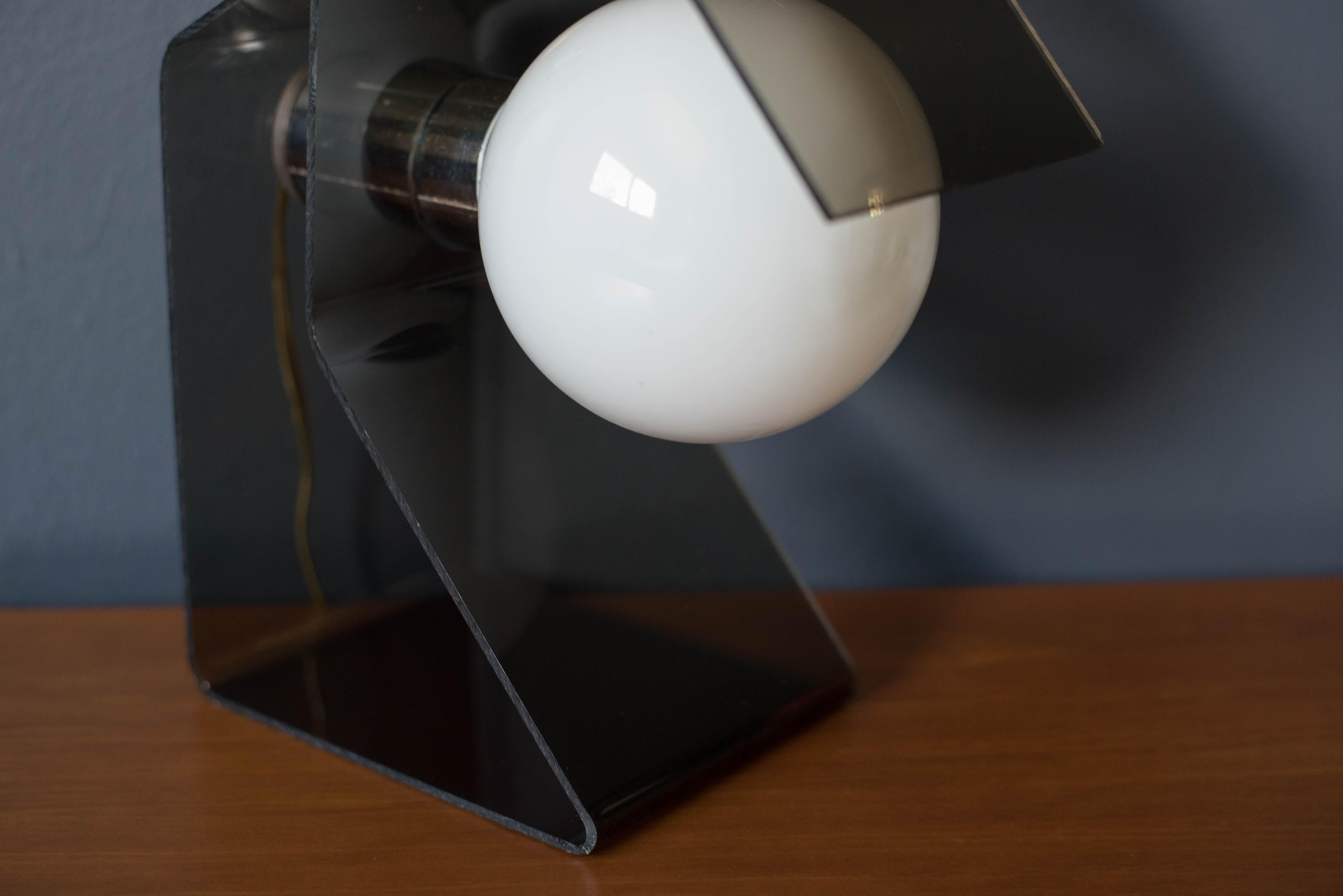 North American Vintage Space Age Smoked Lucite Globe Lamp