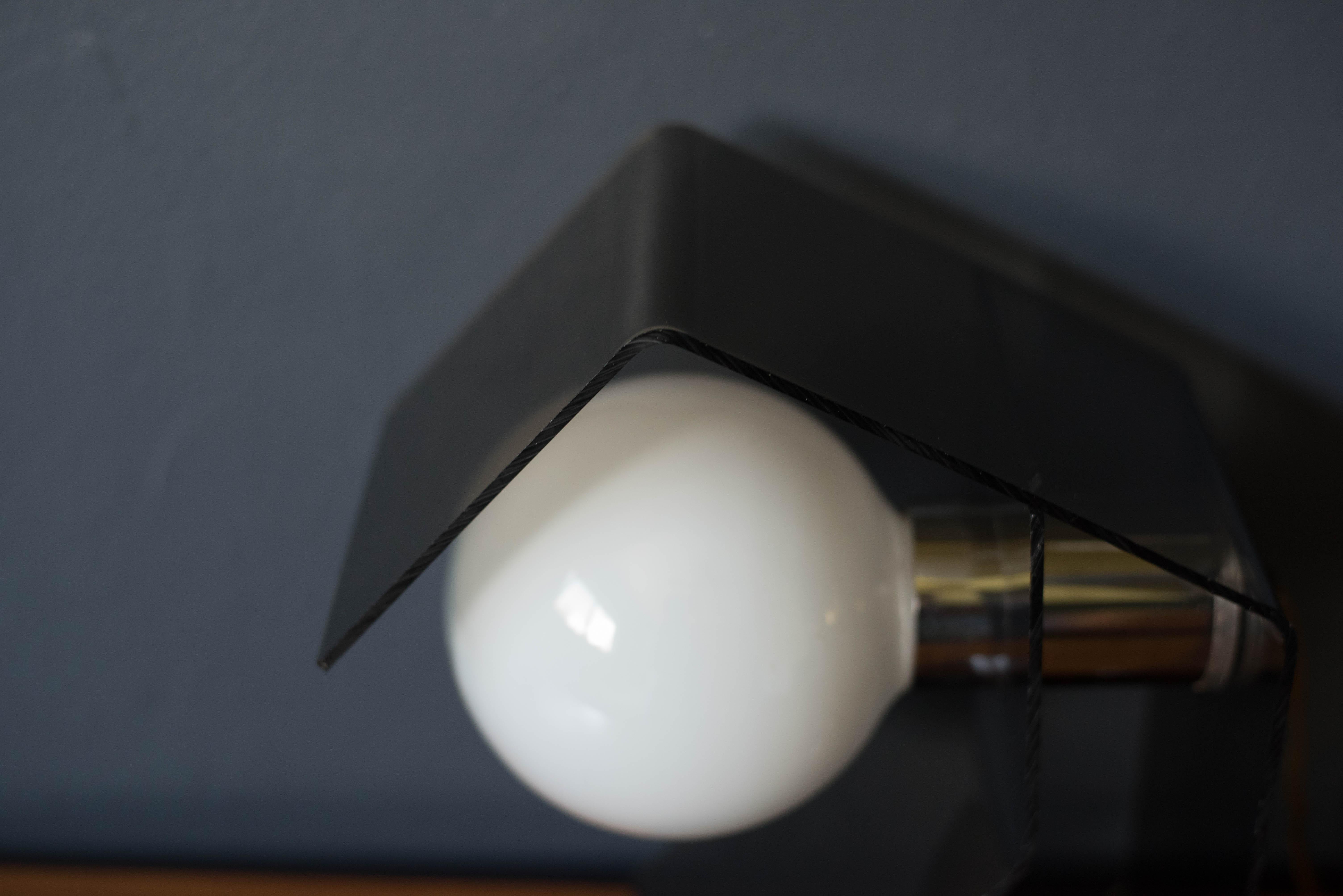 Plated Vintage Space Age Smoked Lucite Globe Lamp
