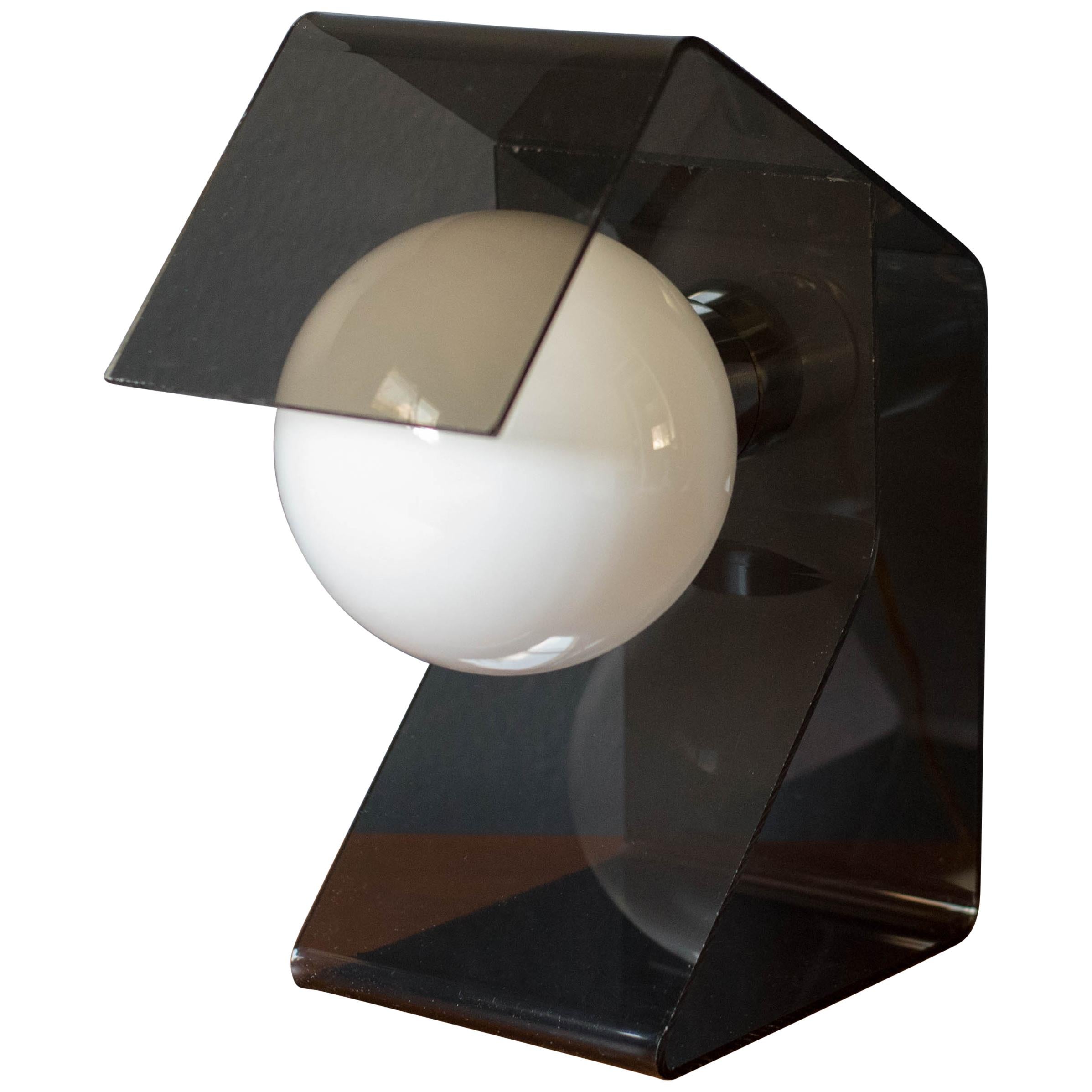 Vintage Space Age Smoked Lucite Globe Lamp