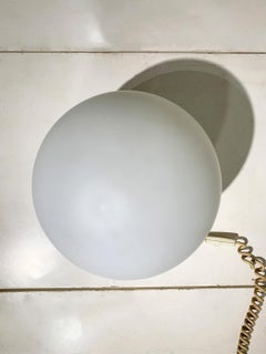 Vintage Space Age Spherical Glass Globe Table Lamp with Ribbed Base, 1970's