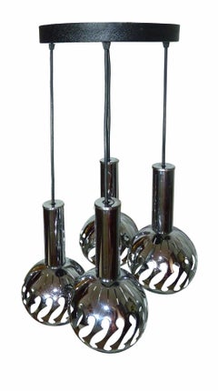 Vintage Space Age Sputnik Chrome Cascade Chandelier 4-Light Pendant Ceiling Lamp
