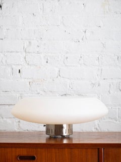 Vintage Space-Age Style Saucer Lamp With Chrome Base