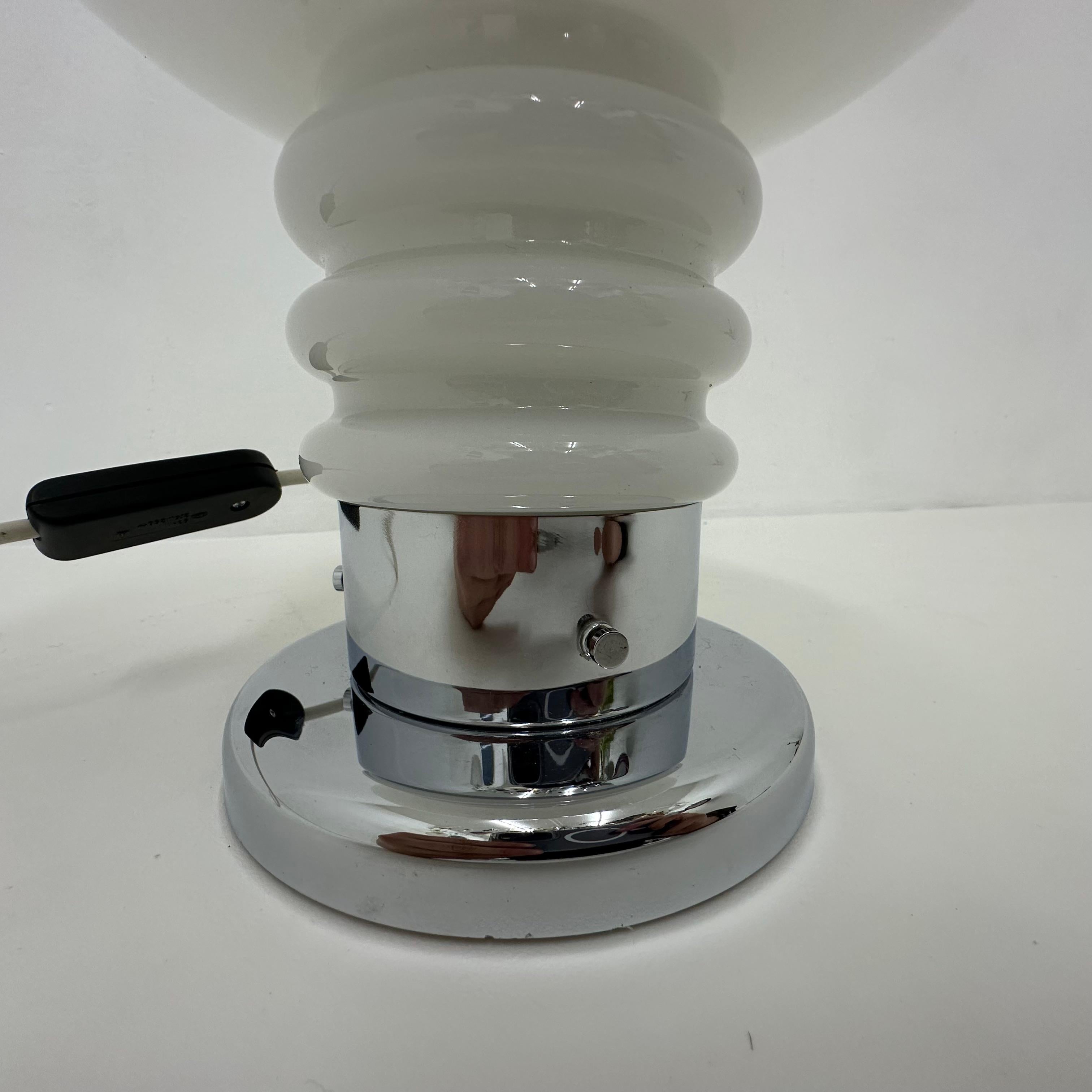 Vintage space age table lamp opaline and chrome , 1970’s For Sale 3