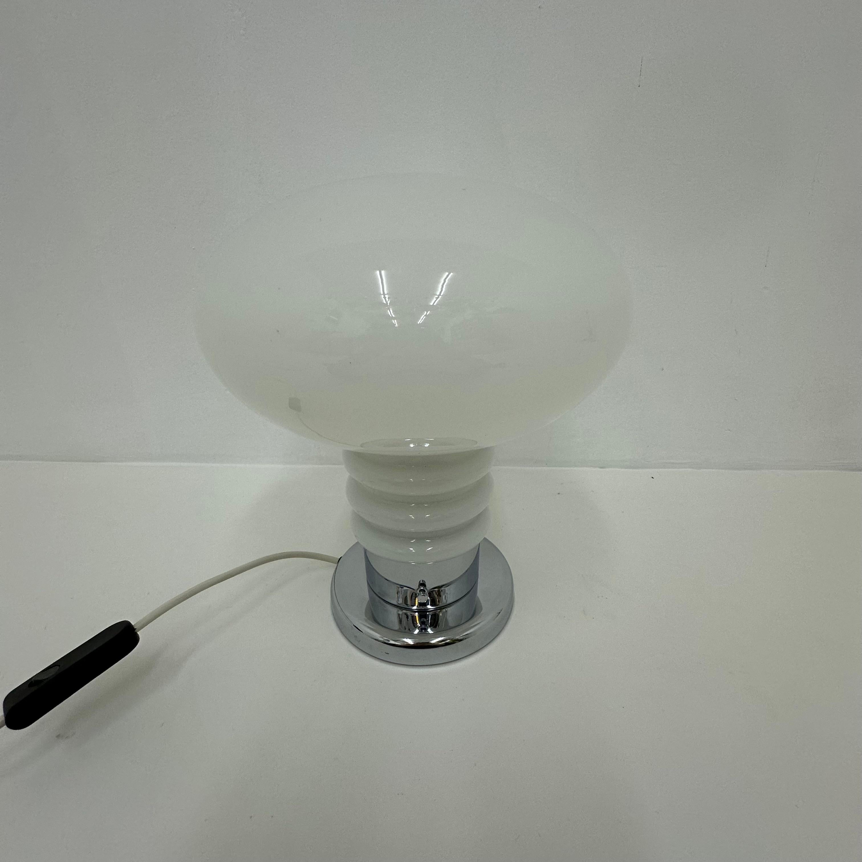 Vintage space age table lamp opaline and chrome , 1970’s For Sale 5
