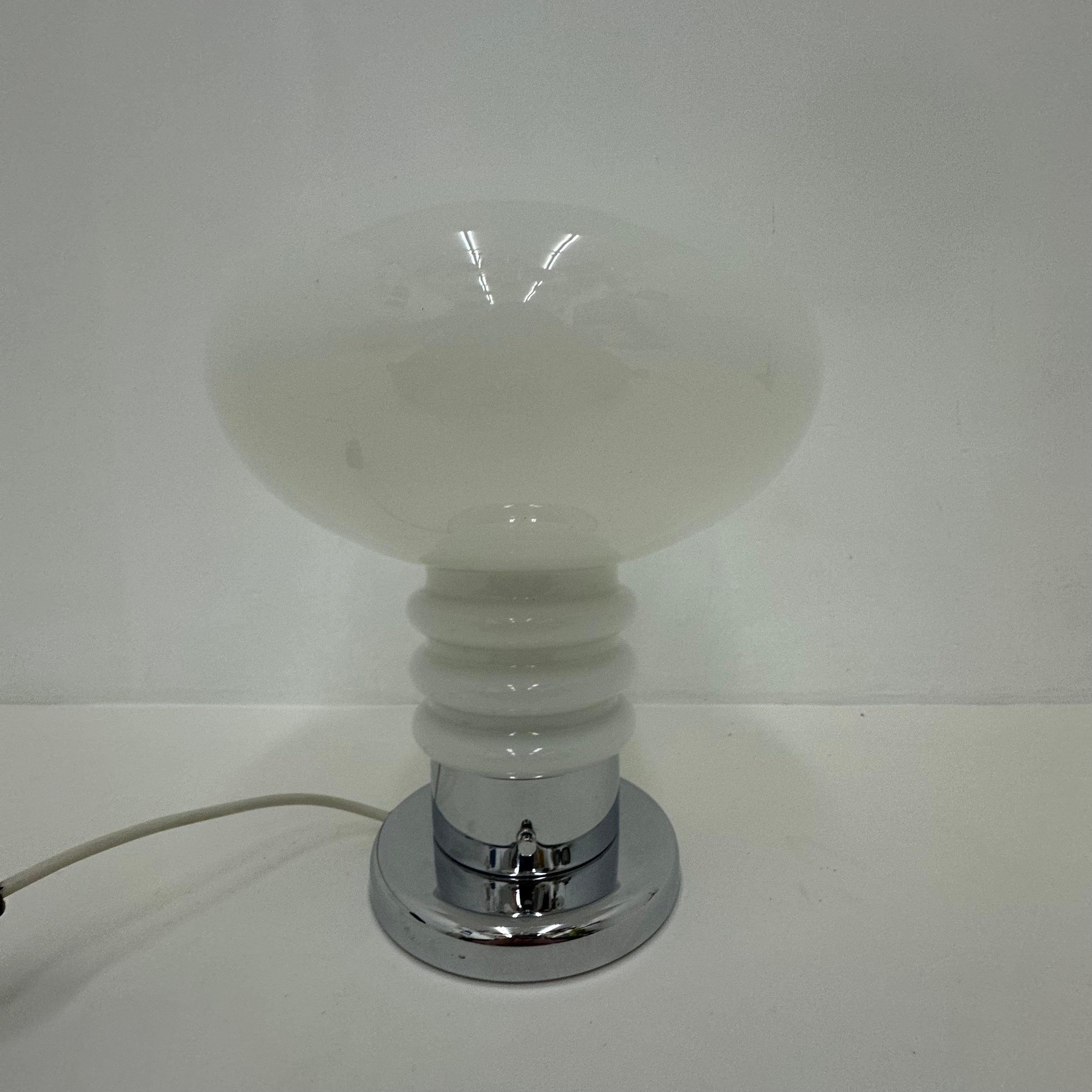 Vintage space age table lamp opaline and chrome , 1970’s For Sale 6