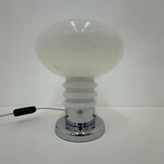 Vintage Space Age Tischlampe Opalin und Chrom , 1970er Jahre