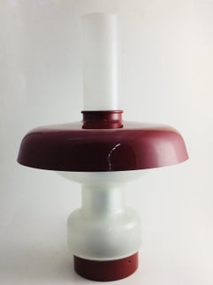 Vintage space age table lamp, red and white, 1960's