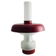 Vintage space age table lamp, red and white, 1960
s