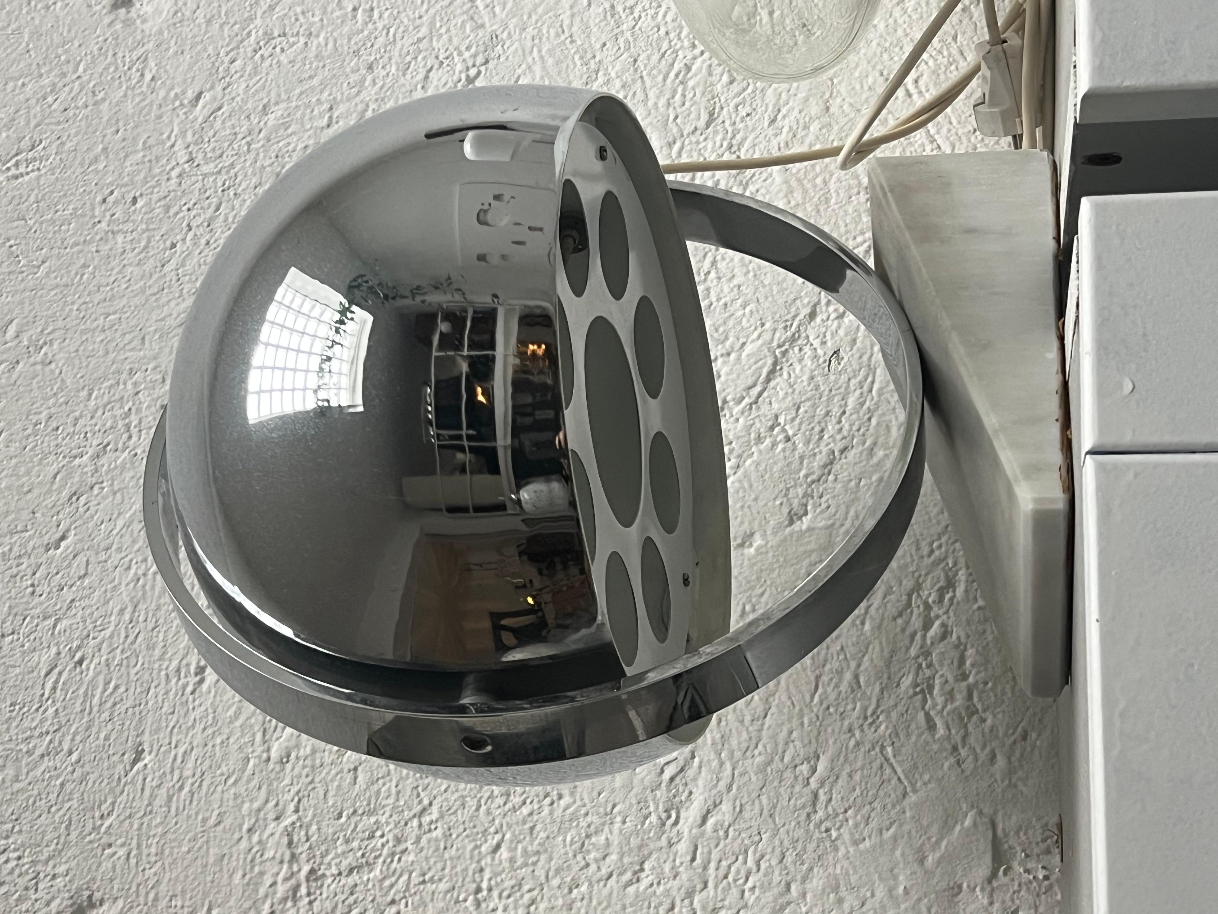Lampe de table vintage de l'ère spatiale avec base en marbre et abat-jour tournant en métal chromé en vente 6