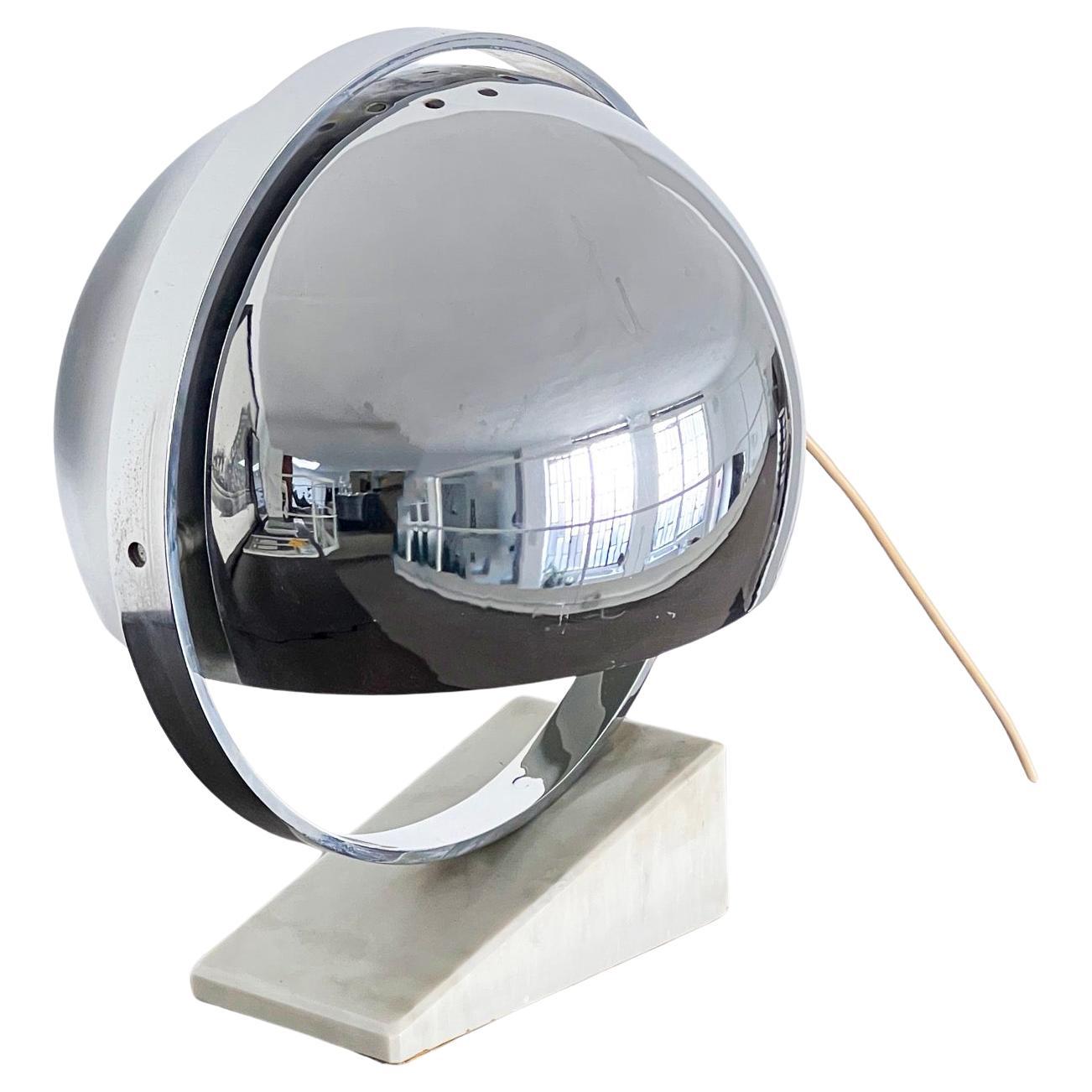 Vintage Space Age table lamp with marble base and revolving chromed metal shade