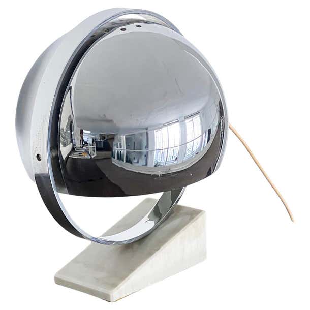 Vintage Space Age table lamp with marble base and revolving chromed ...