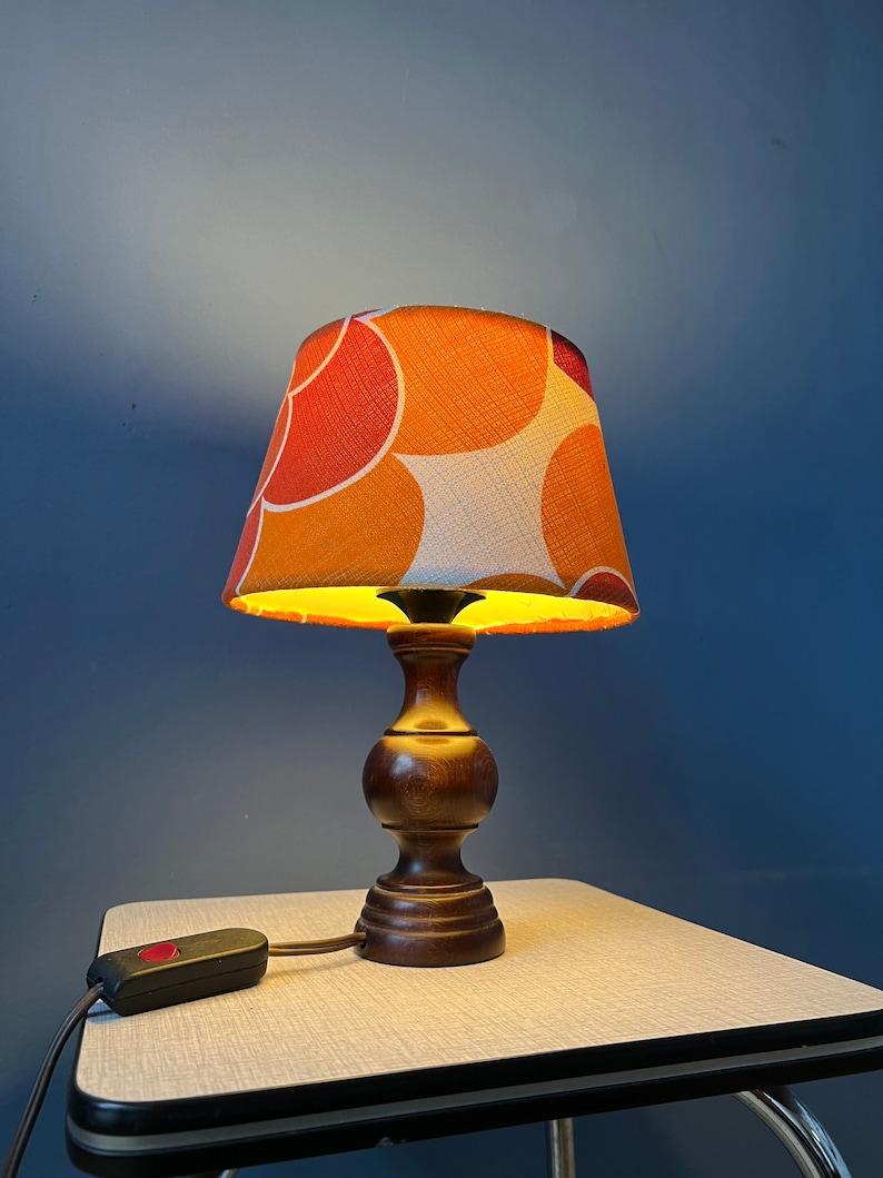 20th Century Vintage Space Age Table Lamp with Orange Textile Shade, 1970s For Sale