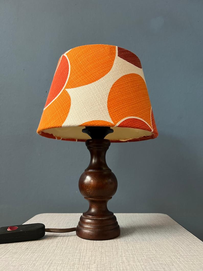 Ceramic Vintage Space Age Table Lamp with Orange Textile Shade, 1970s For Sale