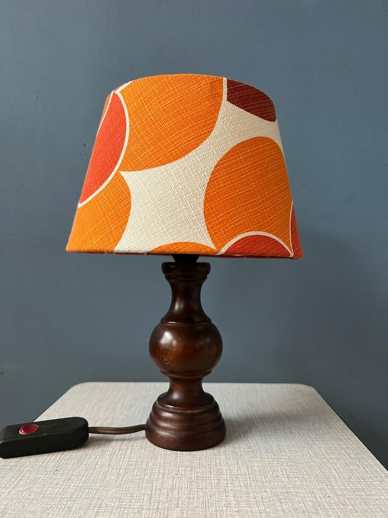 Vintage Space Age Table Lamp with Orange Textile Shade, 1970s For Sale 1