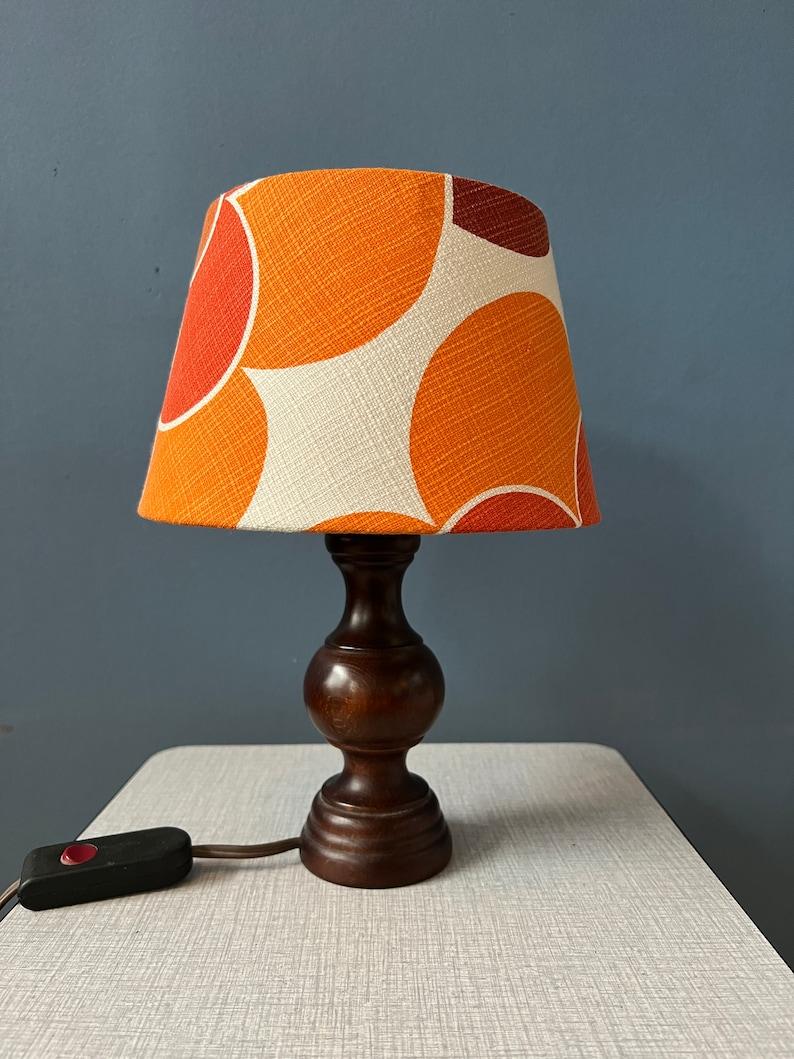 Vintage Space Age Table Lamp with Orange Textile Shade, 1970s For Sale 2