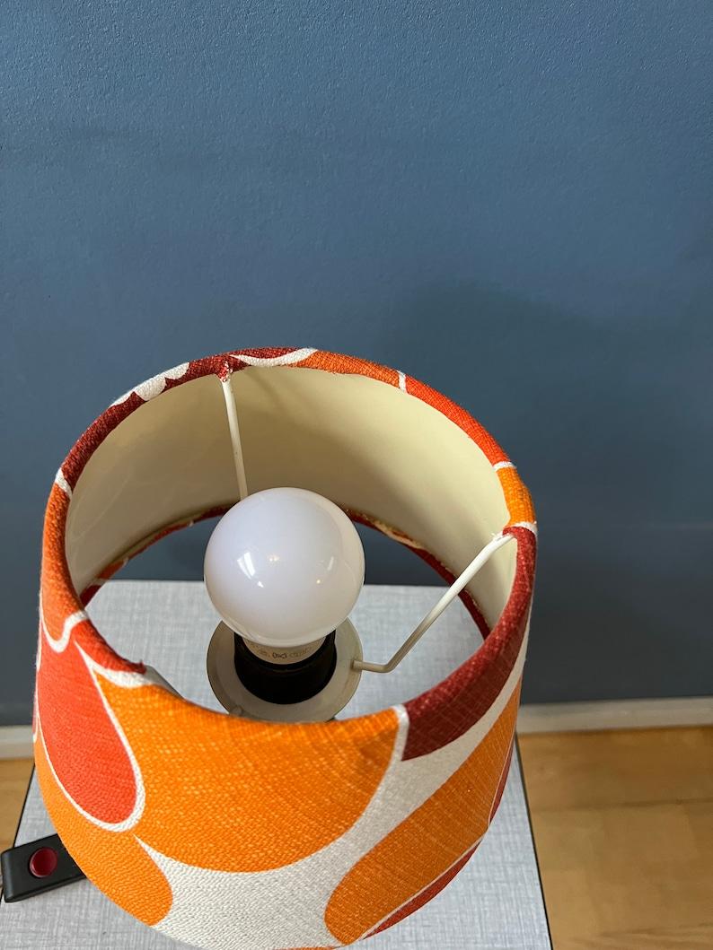 Vintage Space Age Table Lamp with Orange Textile Shade, 1970s For Sale 4