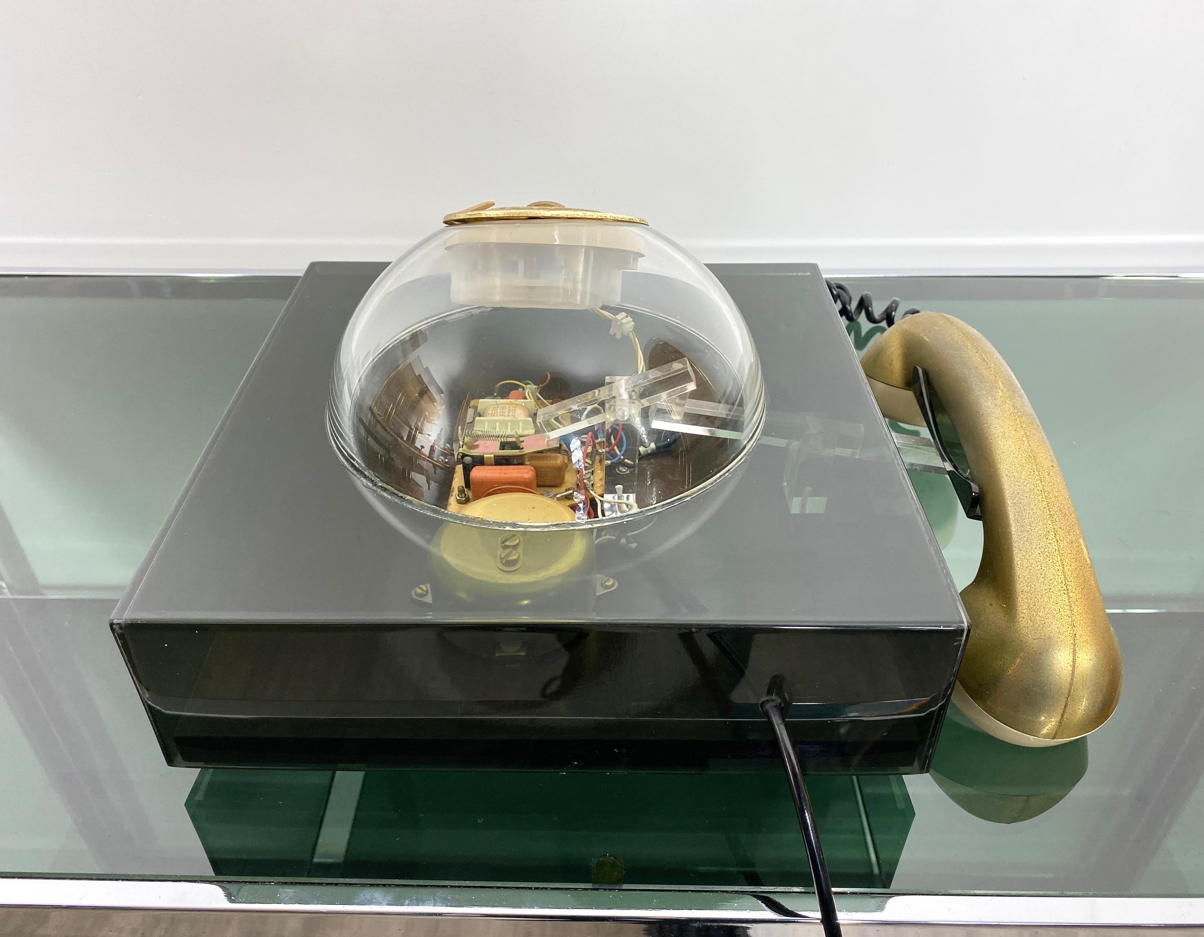 Plastic Vintage Space Age Teledome Desk Rotary Telephone in Lucite, 1970s