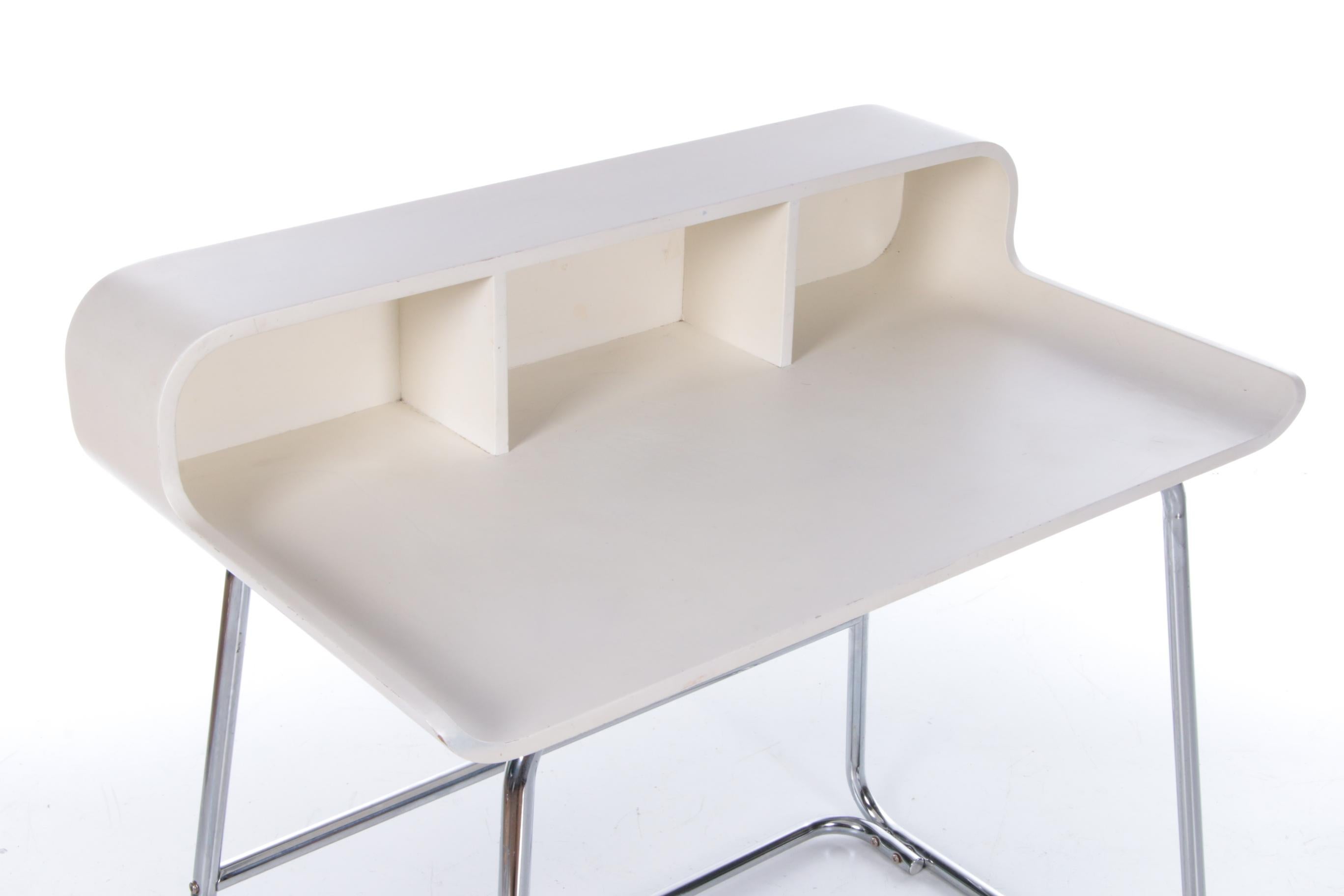 Vintage Space Age Tubular Frame Desk with Adjustable Stool, 1970 3