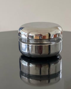 Vintage Space Age Vase/Fruit Bowl in Stainless Steel and Glass, Big Centerpiece