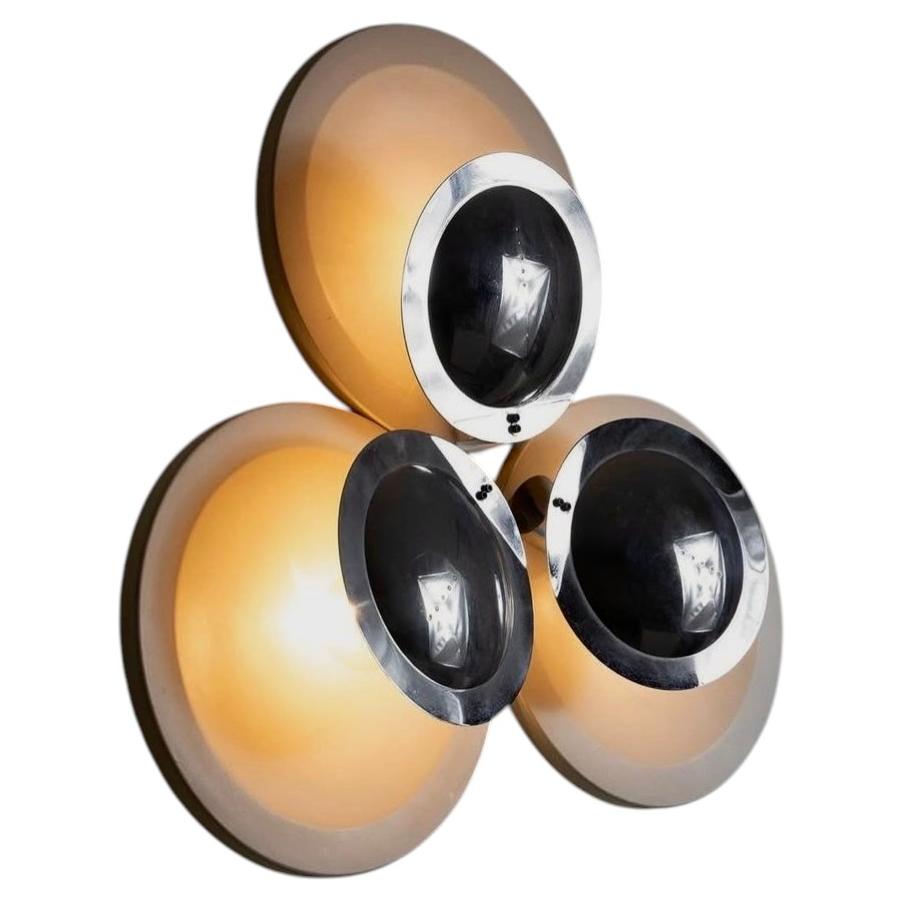 Vintage-Wandleuchte im Space-Age-Stil mit Chromscheiben im Angebot
