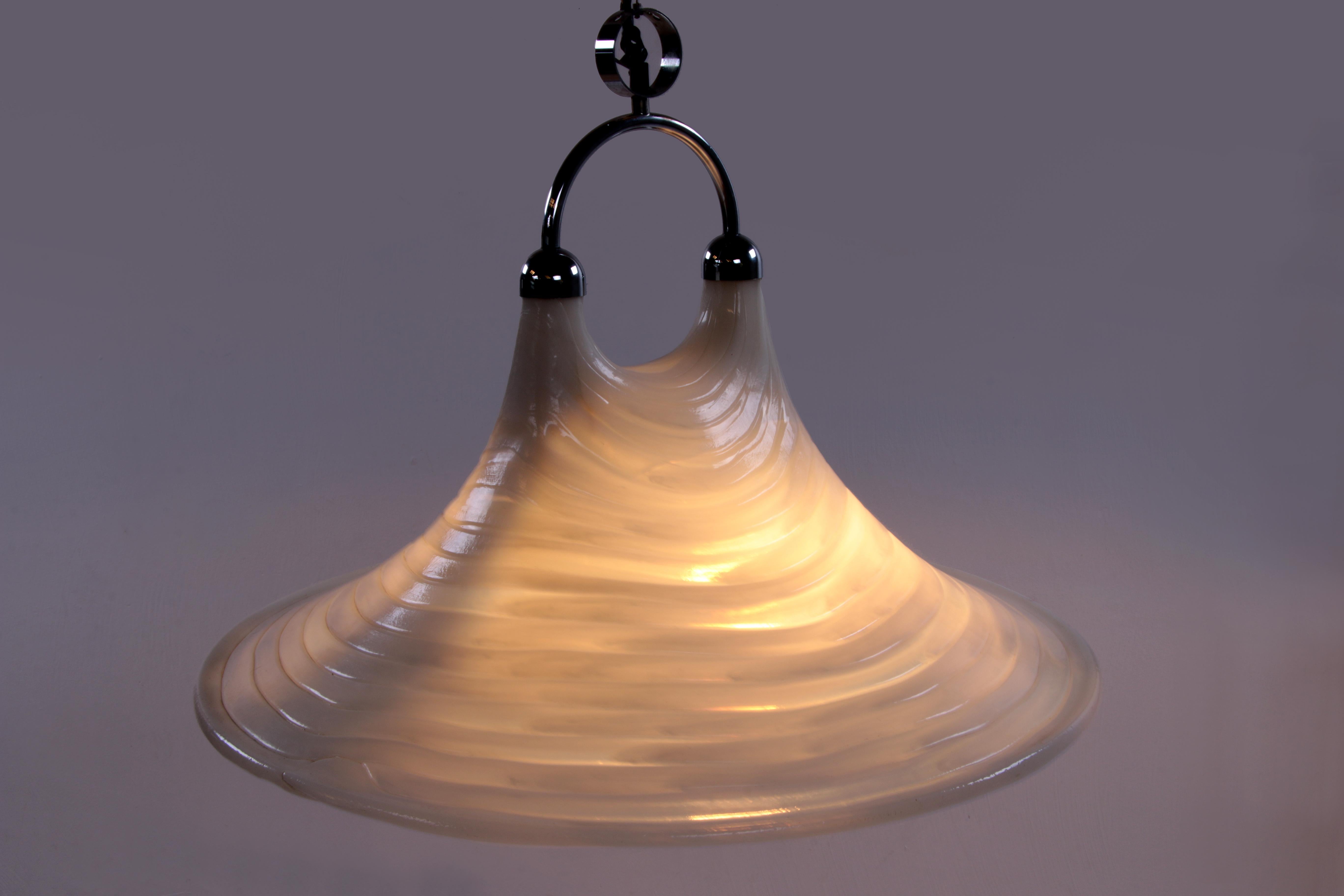 Late 20th Century Vintage Space Age White Hanging Lamp Cristallux Germany 70 For Sale