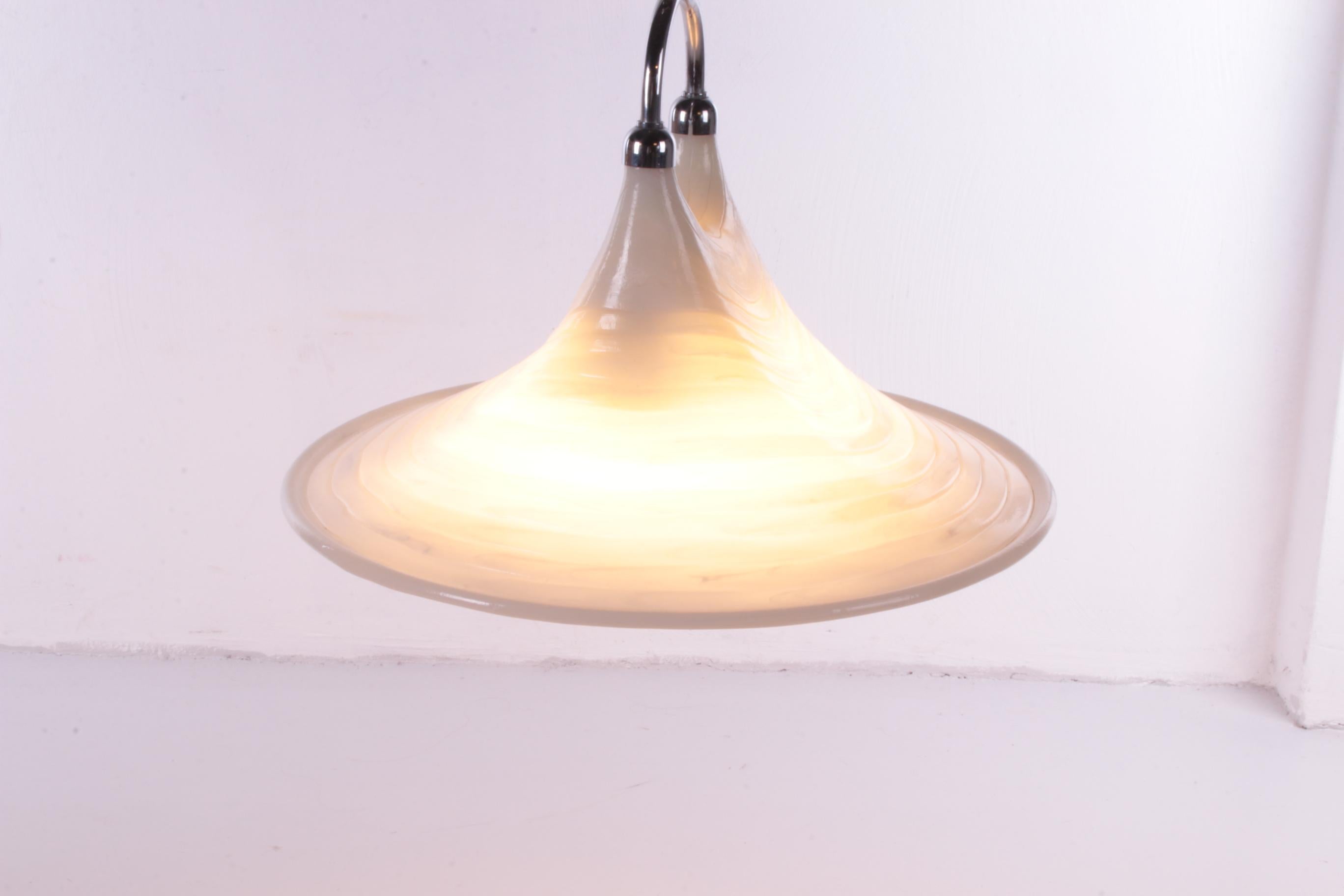 Late 20th Century Vintage Space Age White Hanging Lamp Cristallux Germay 1970s