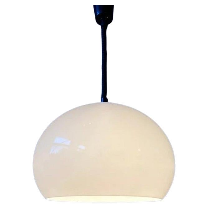Vintage Space Age White Pendant Light by Guzzini Jolly, Mid Century Modern For Sale