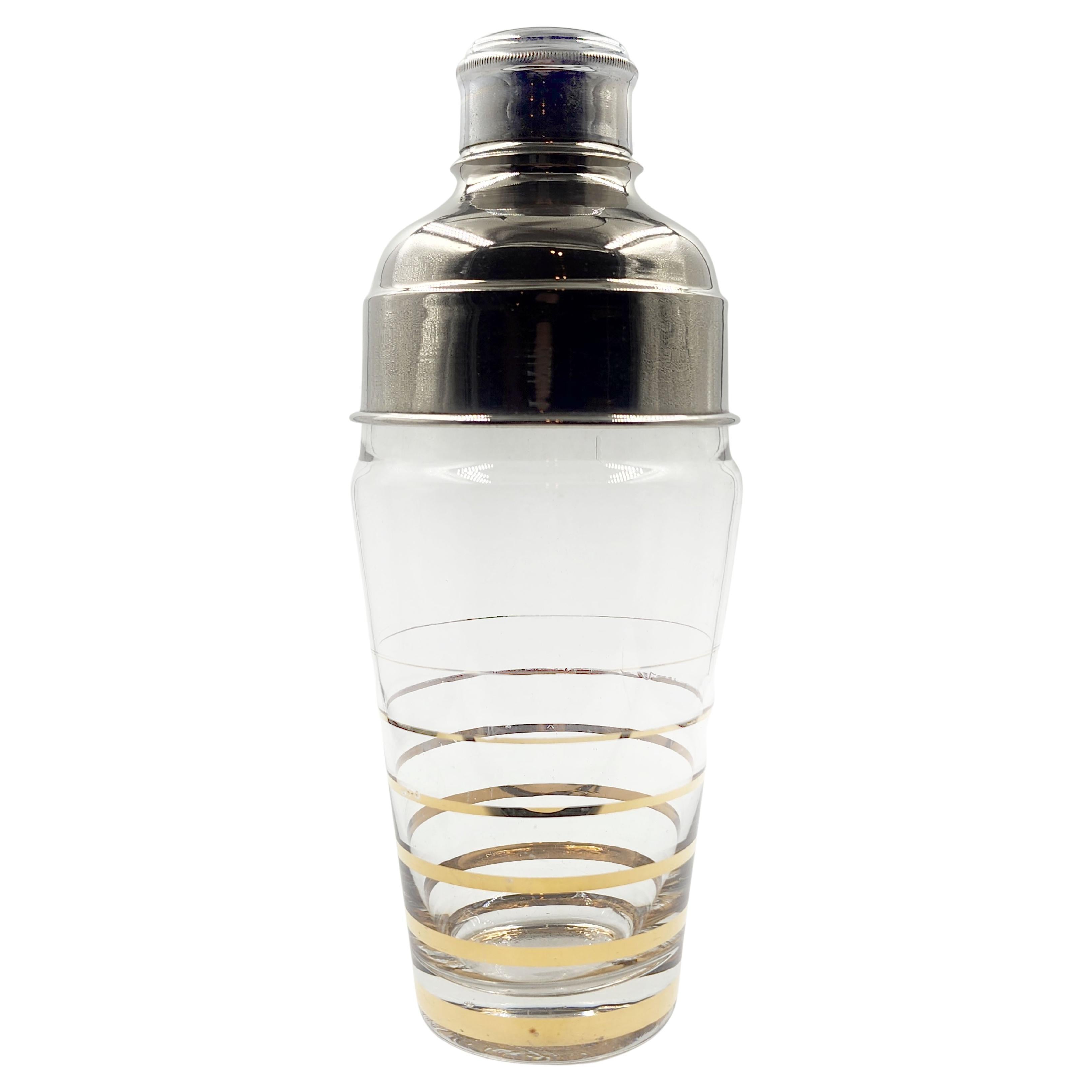Shakers vintage in vetro e metallo per cocktail in vendita