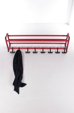 Vintage Spage Age Wall Coat Rack Made of Metal with Black Hooks 1970s